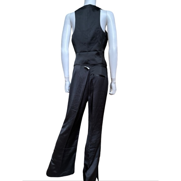 Jason Wu Black Satin Vest and Wide Leg Pants Set, NWT, Size 6 - Picture 6 of 16